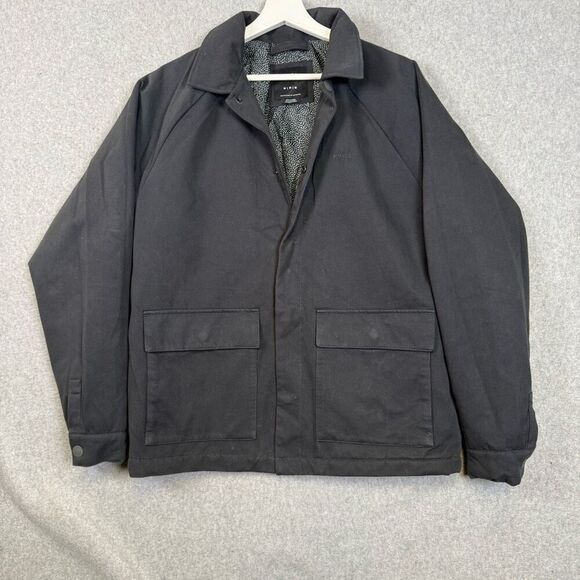 RVCA Mens Size Medium Button Front Barn Denim Jacket Thug Stories Black - Picture 1 of 10